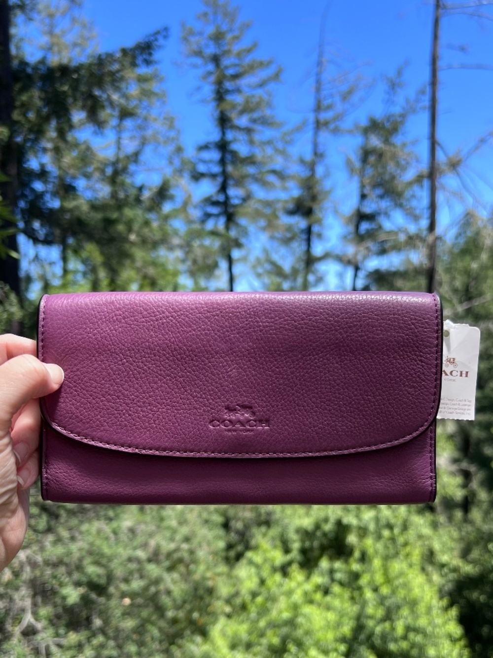 COACH Vintage Women's Purple Leather Trifold Wallet AUTHENTIC